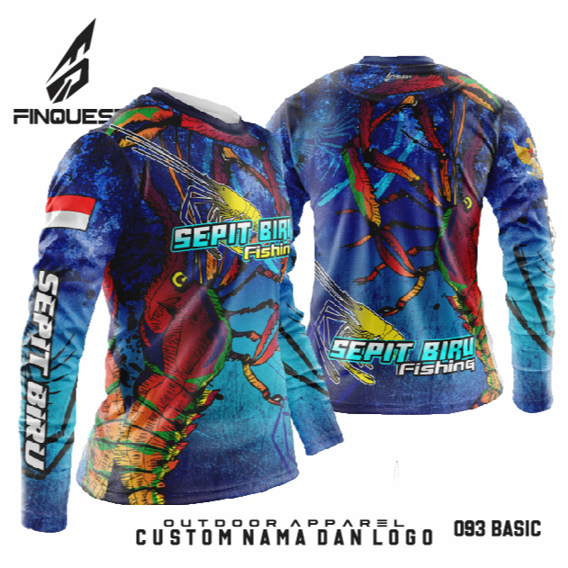 FINQUEST Jersey mancing udang galah bisa tambah nama dan logo Cepat Kering Nyaman Uniseks Pria Wanit