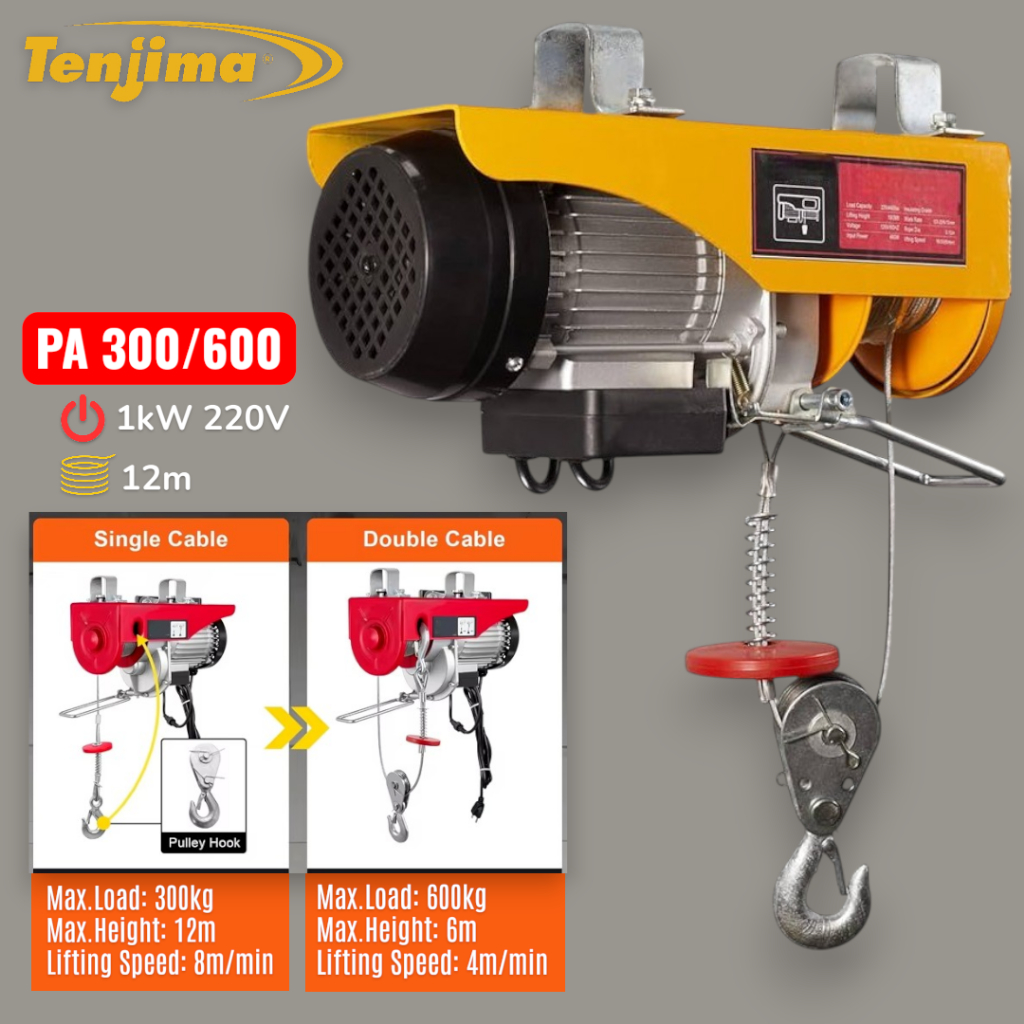 Mini Electric Hoist PA 300/600 Crane Listrik 300-600kg Wire Rope 12m