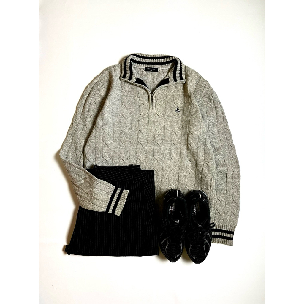 Beanpole Grey Halfzip Knit Cable
