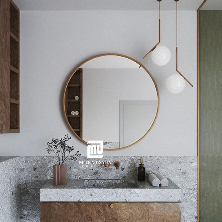 Cermin Bulat Diameter 80cm - Pigura kayu Bulat - Cermin Dekorasi - Round mirror - Pigura bulat 80cm 