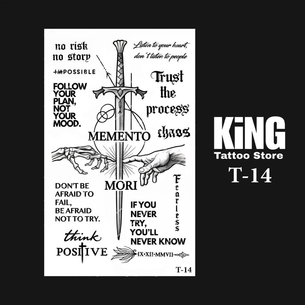 KINGTATO - Sticker tattoo temporary semi permanen anti air motif Tulisan 14