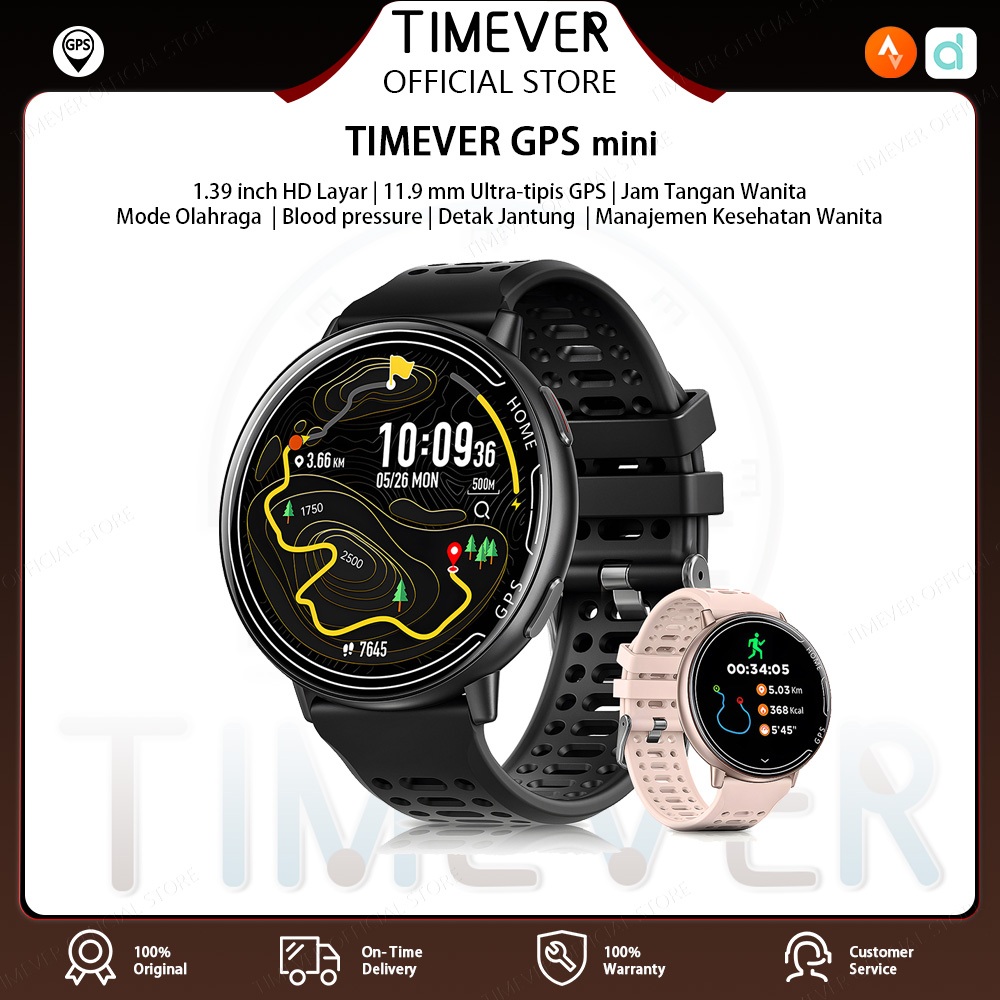 TIMEVER NEW GPS mni  jam Tangan Smartwatch GPS Strava Tahan Air 1ATM Jam Tangan Pintar Outdoor & Ola