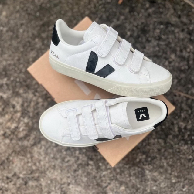 Veja Velcro Recife White Black Original Resmi