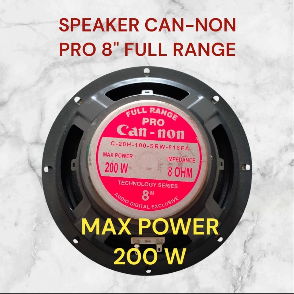 CAN-NON SPEAKER 8" WOOFER & FULL RANGE # 8 OHM MAX POWER 200W CAN-NON PRO BASS