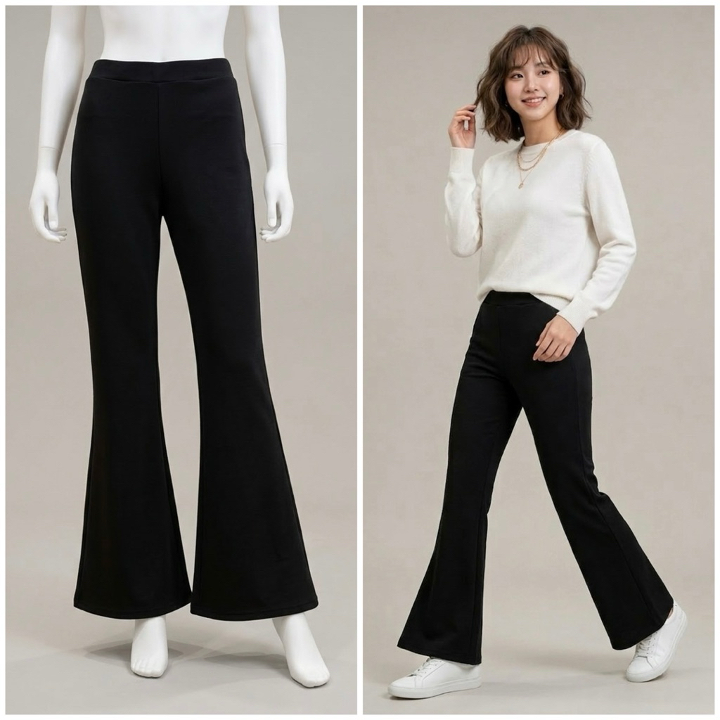 Celana Cutbray Highwaist - Flare Pants Pinggang Karet Premium