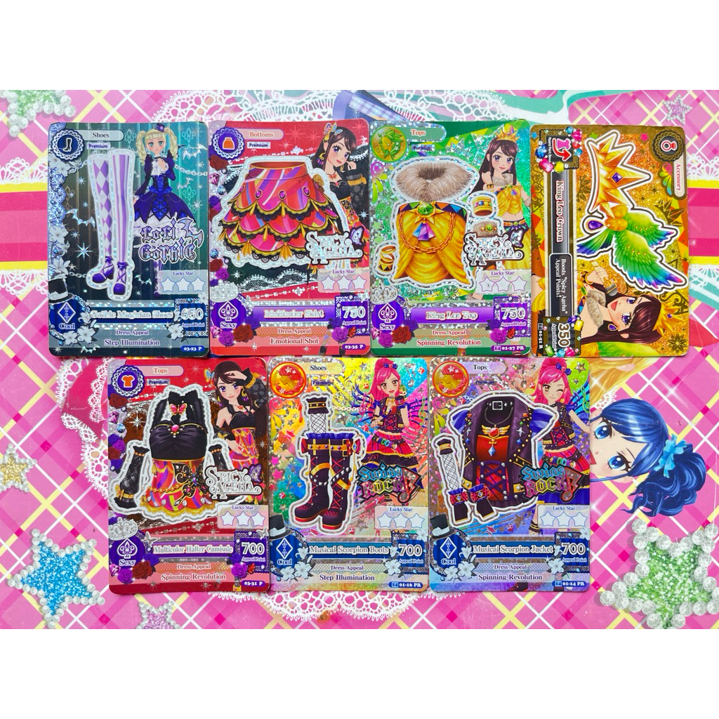 Kartu Aikatsu Premium Deffect Gothic Magician Multicolor King Leo Musical Scorpion Boots Jacket Shoe