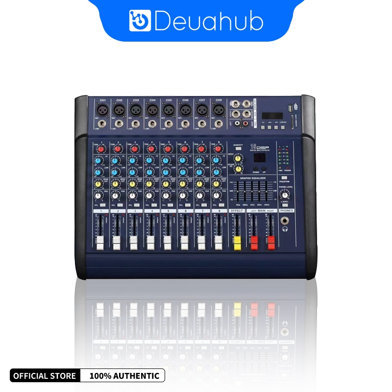 Deuahub PMX802D Power Mixer Amplifier With Equalizer 8-Channel Built-In EQ/Recording Suport Bluetoot