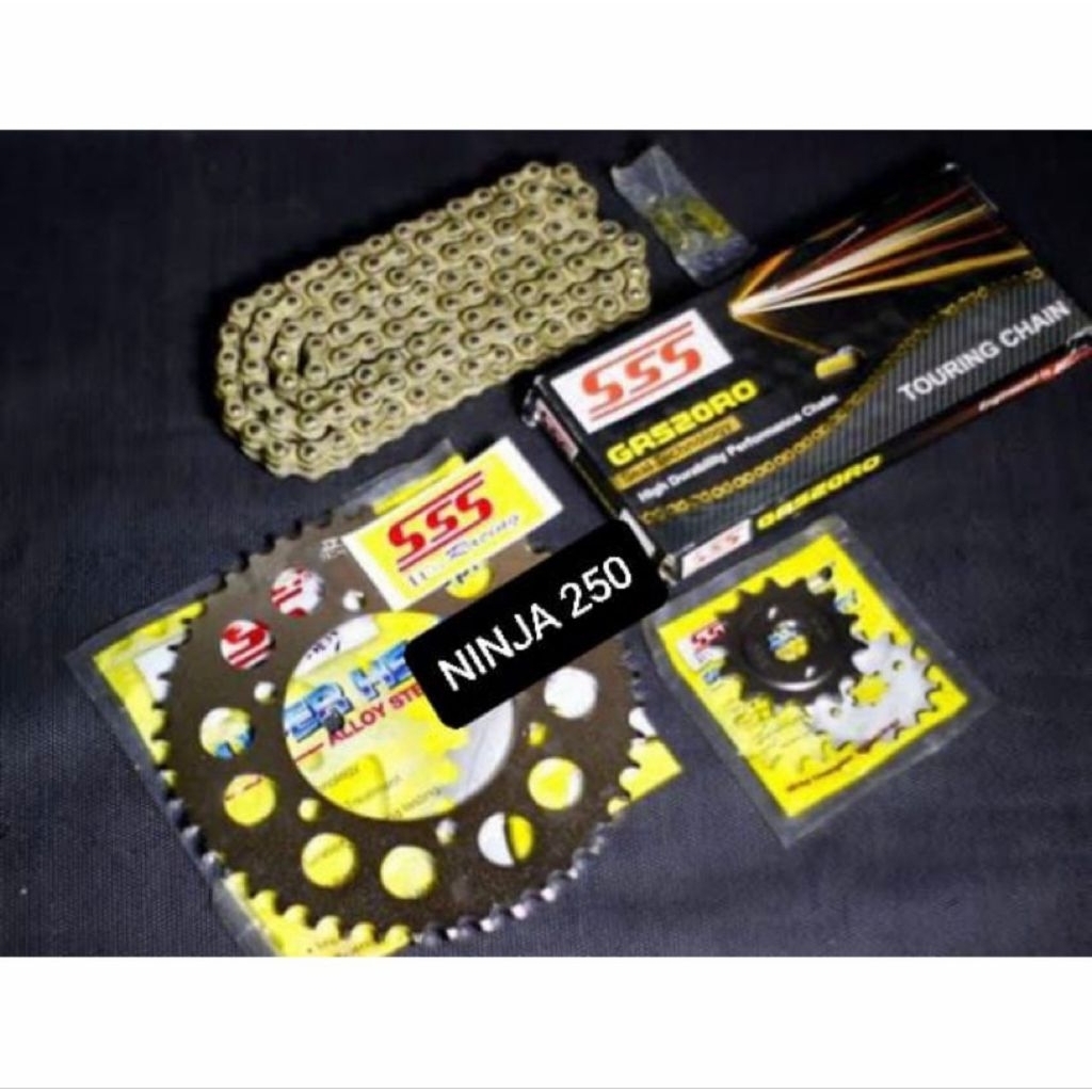 gear set ninja 250 karbu ninja 250 fi ukuran 520 1 SET GEAR SSS 100% ASLI GEAR SET SSS UKURAN 520 ge