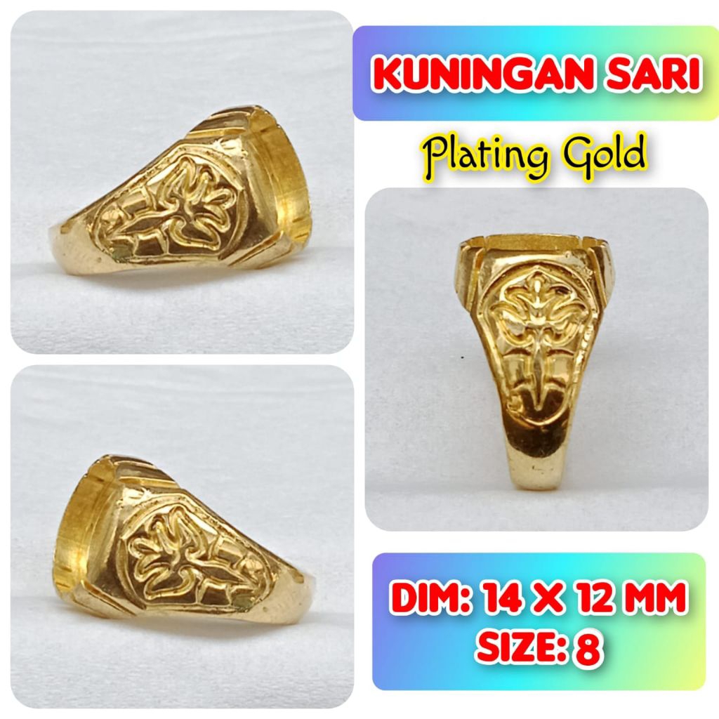 ring emban batu akik dan permata kuningan.37