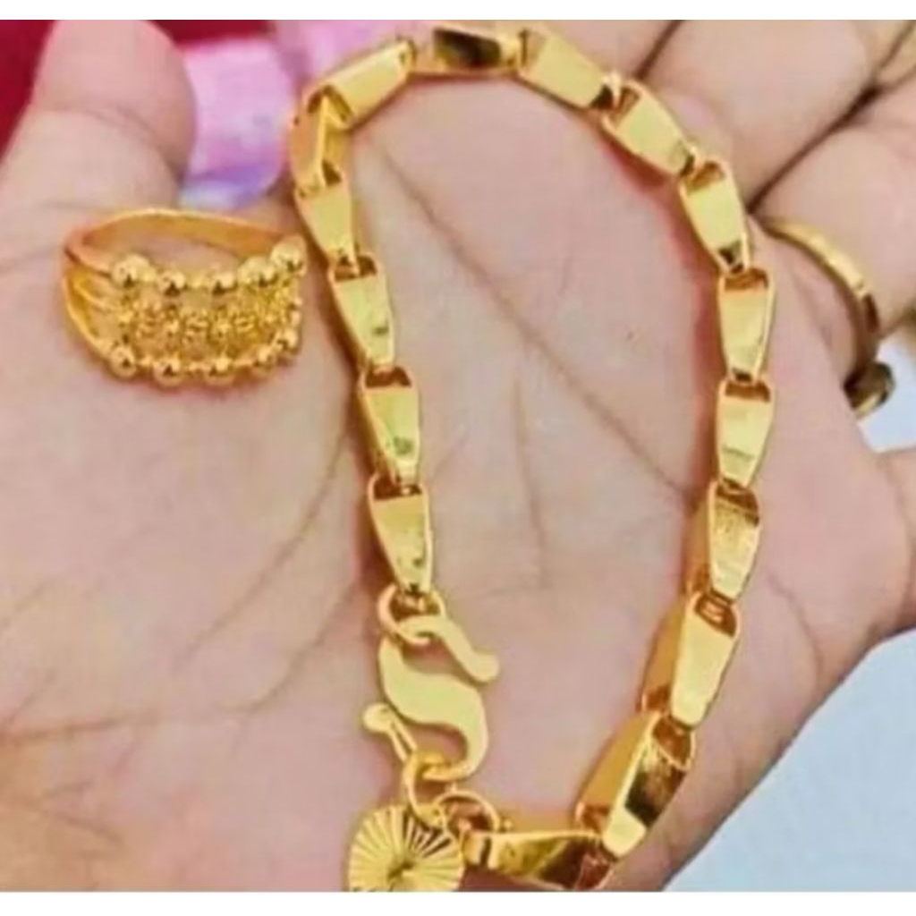 SET GELANG PADI FREE CINCIN MOTIF EMAS 24k PALEMBANG