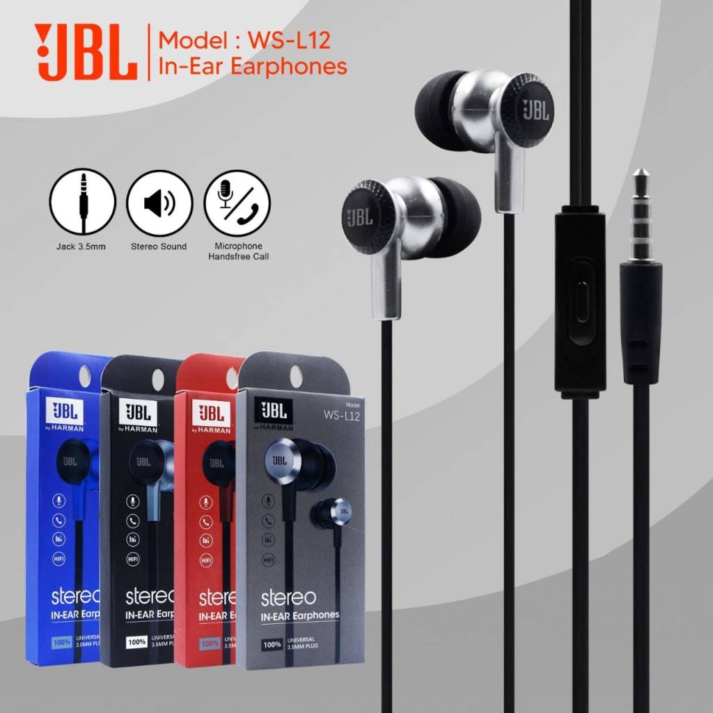 Headset Earphone JBL WS-L12 Original by Harman Earphone Handsfree IN HEADPHONES hendset