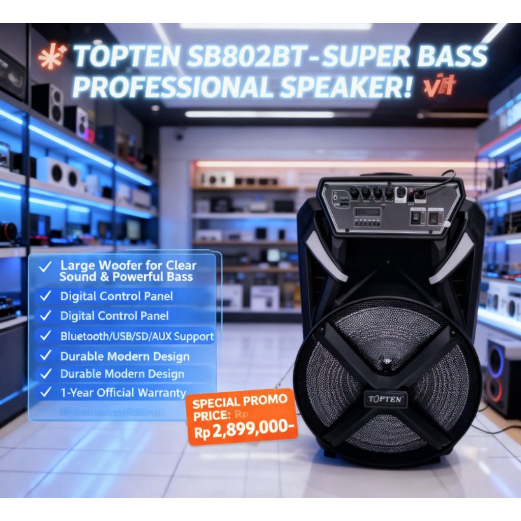 speaker bluetooth TOP TEN SB-709BT Troly