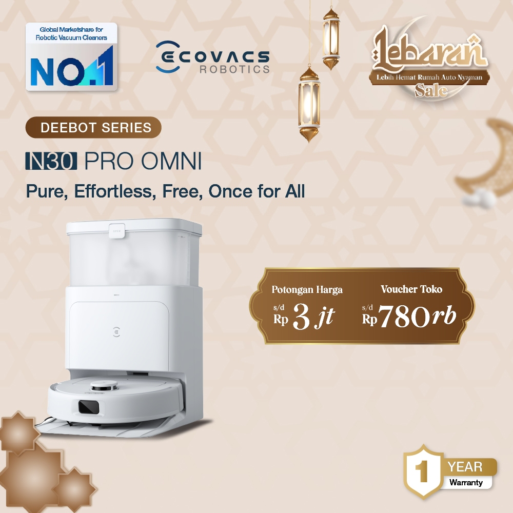 Ecovacs DEEBOT N30 PRO OMNI Robot Vacuum Cleaner Sapu Vacum Pel Vakum Mop