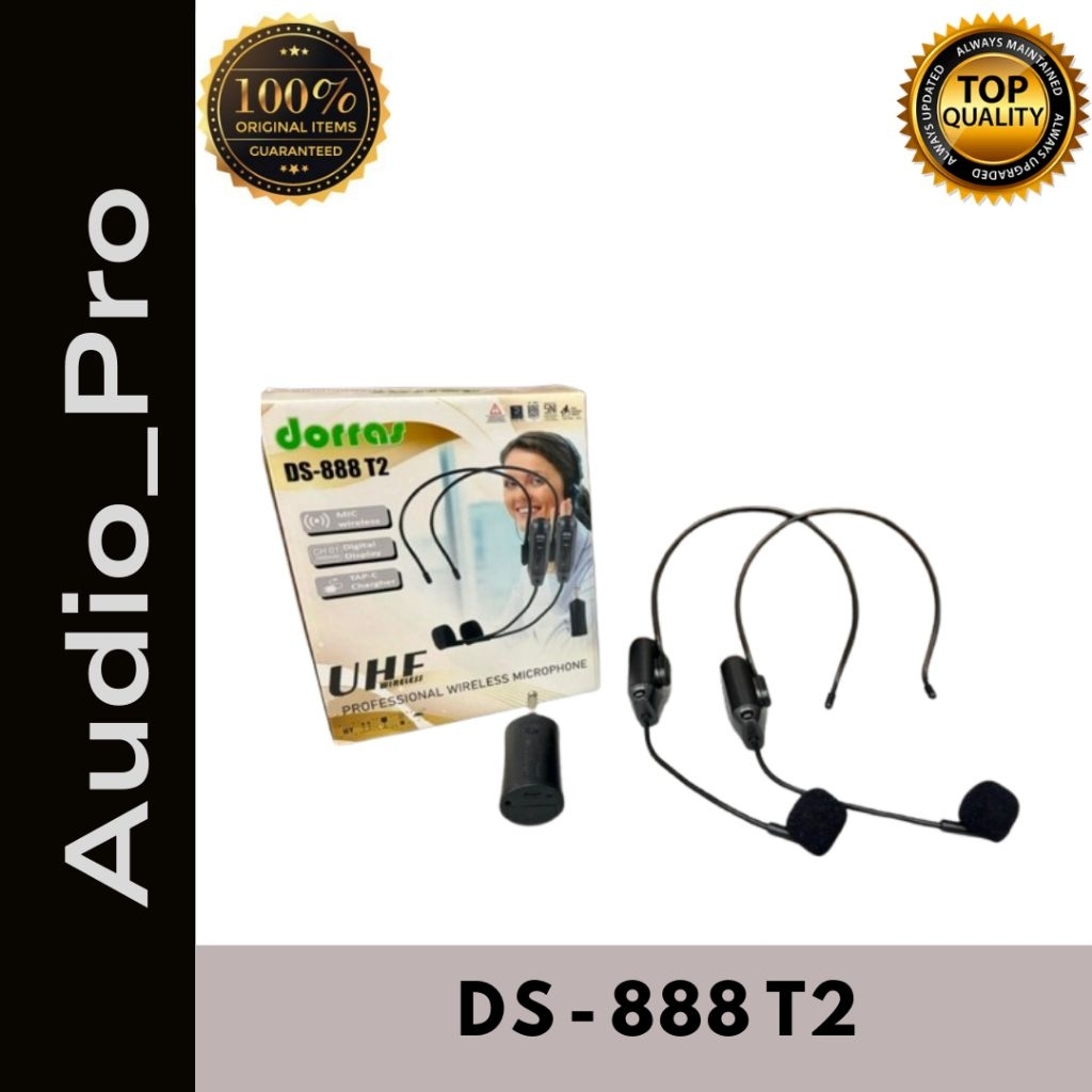 Mic Bando Wireless Dorras DS888 T2 Isi 2 Mic Headset Dorras DS888 T2