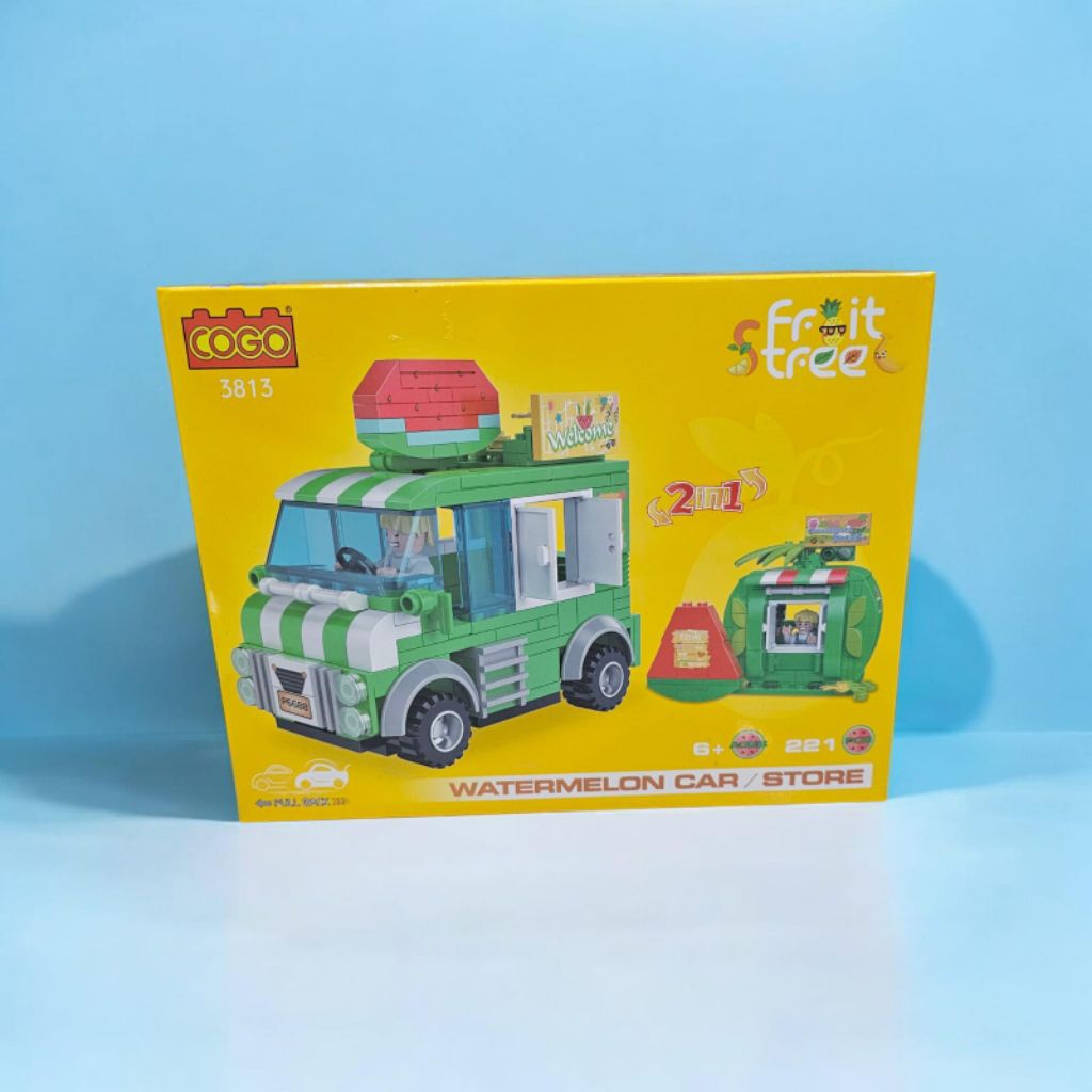 Cogo Lego 3813 Watermelon Car / Store 2 in 1 Pull Back / fruit street/ block