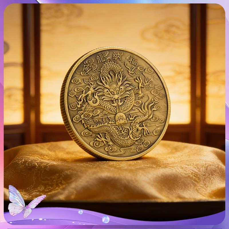 Koin Feng Shui Dragon Phoenix Koin Kemakmuran Mustika Uang Logam Antik Naga Dinasti Koin Keberuntung