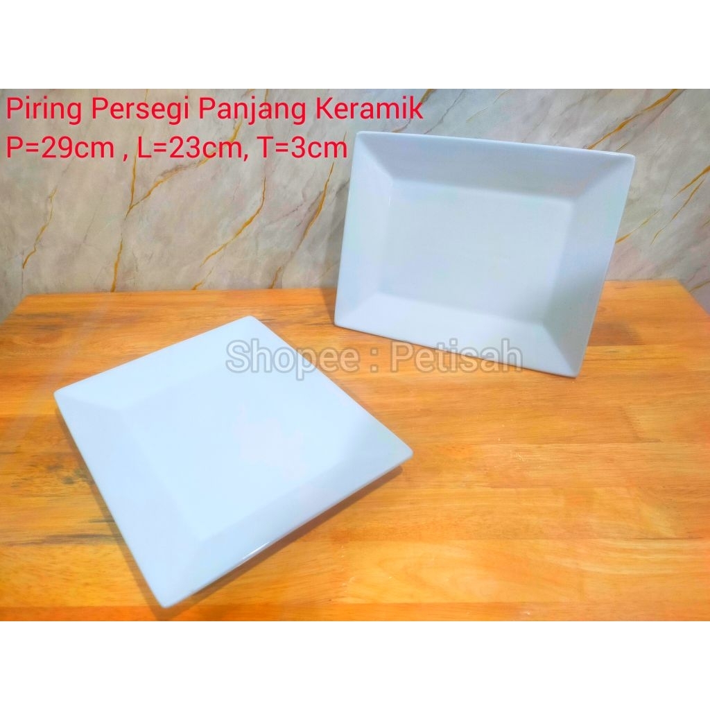 Piring Persegi Panjang Keramik Yoshikawa 11 inci / Piring Persegi Keramik Putih 11 inci / Piring Saj