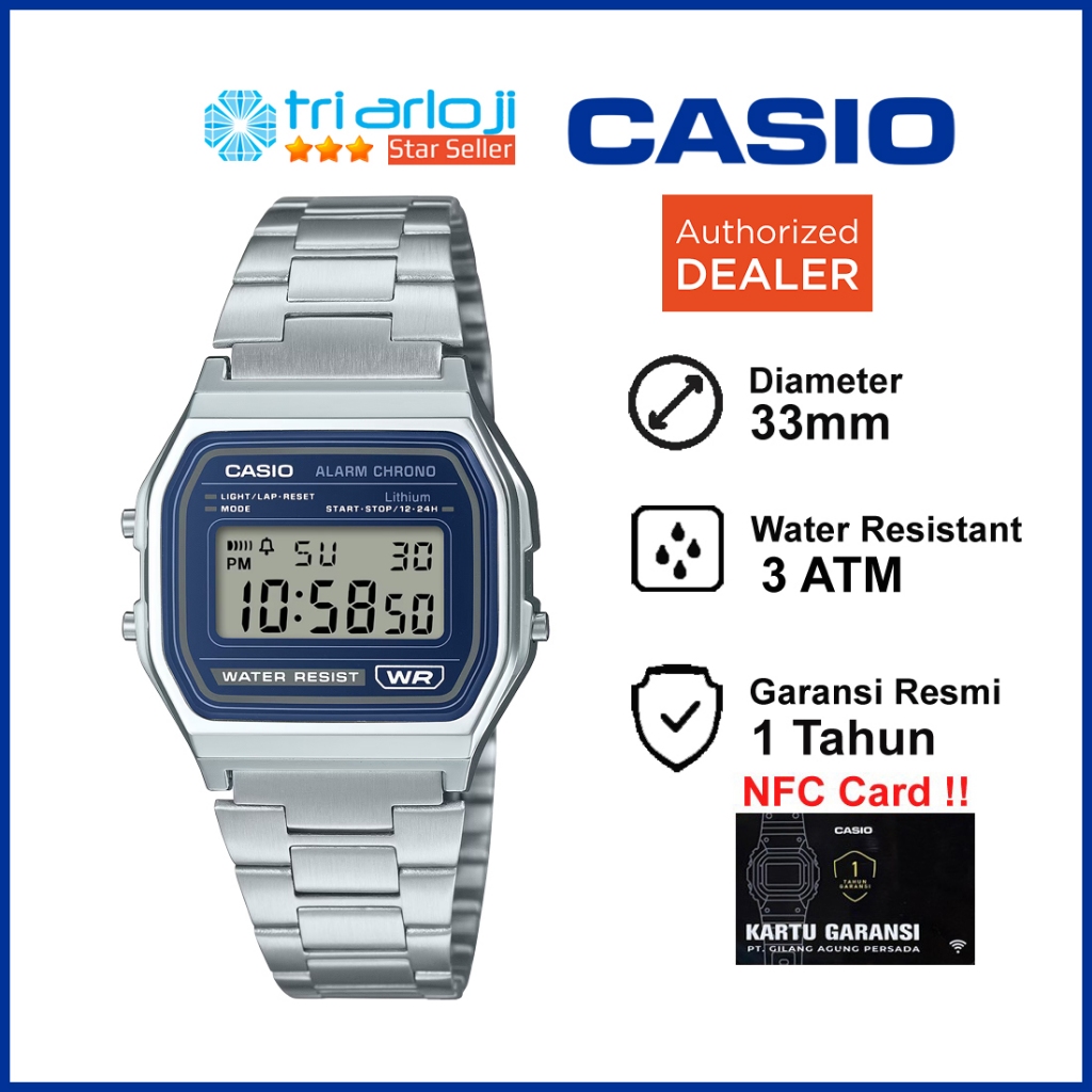 CASIO A158WEA-2DF Jam Tangan Unisex Digital Rantai A158WEA-2 A158 A158WA
