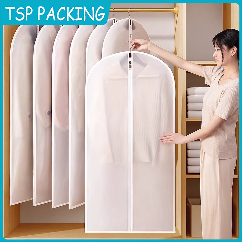 Tas pakaian transparan anti debu, tas gantung pakaian, cocok untuk pakaian panjang, mantel, jas, jak
