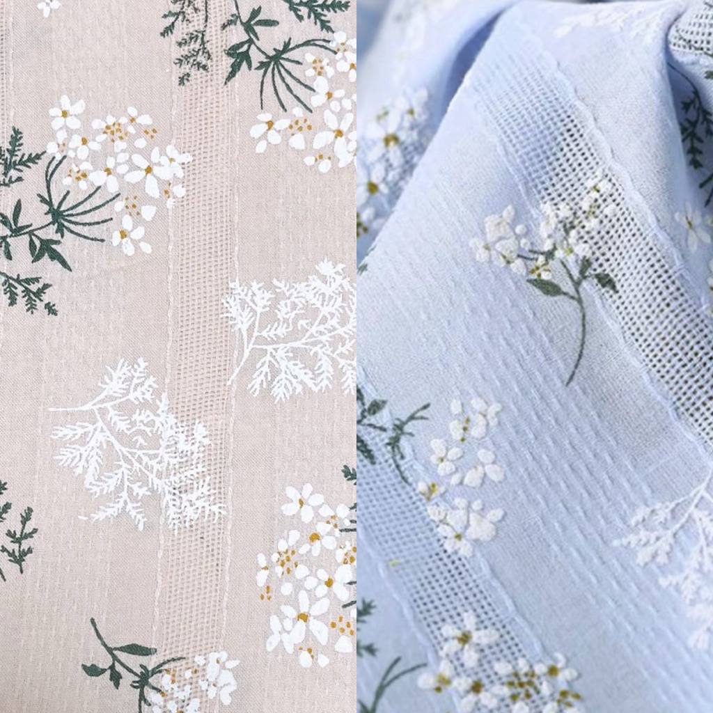 KAIN KATUN JACQUARD | KAIN COTTON MOTIF BUNGA TIMBUL