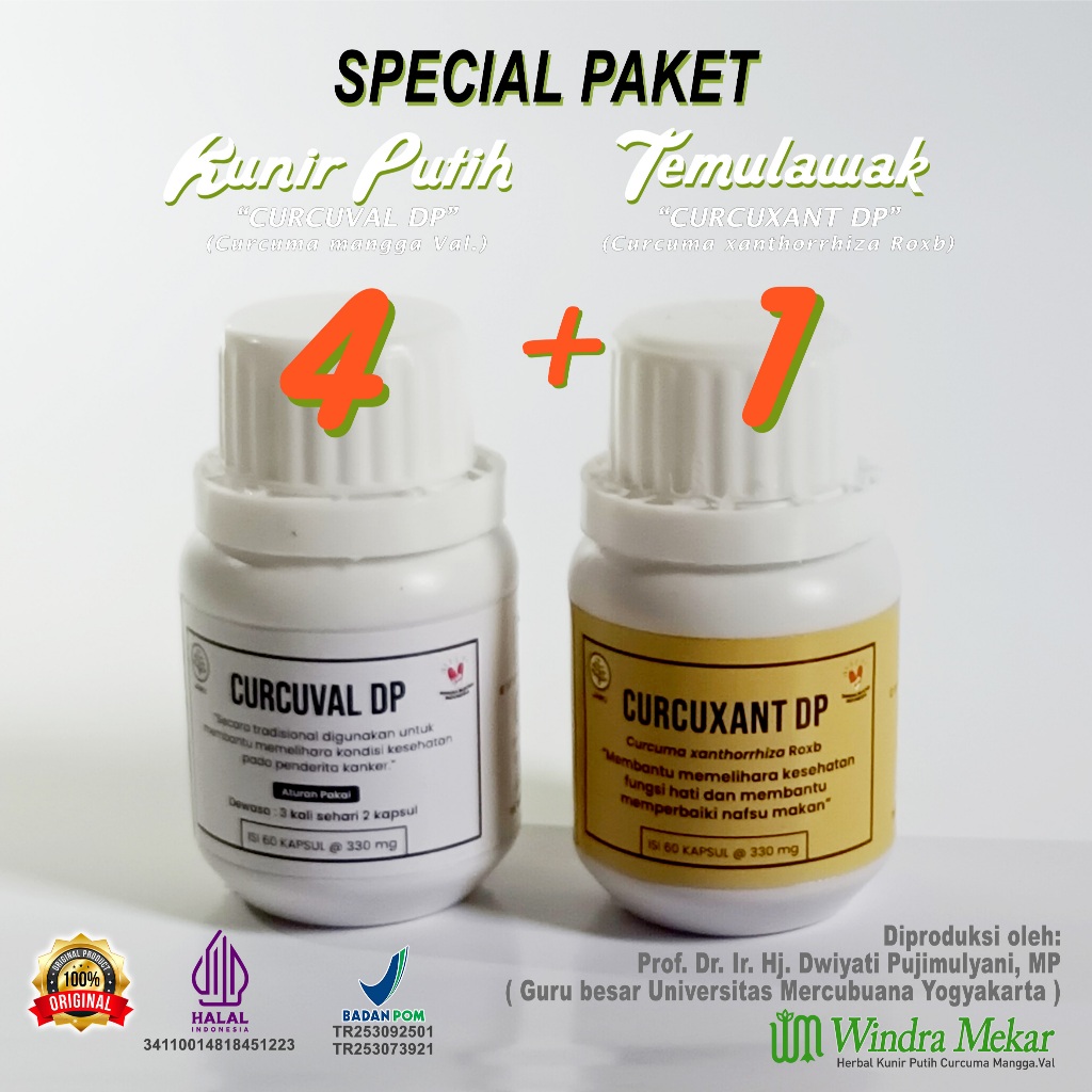 Kunir Putih Temulawak Kapsul Windra Mekar Prof Dwiyati Cucuval Dp [ PAKET SPECIAL ]