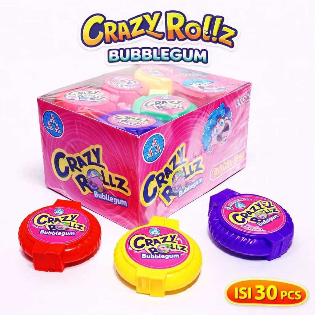 AAA CRAZY ROLLZ BUBBLE GUM ISI 30 pcs