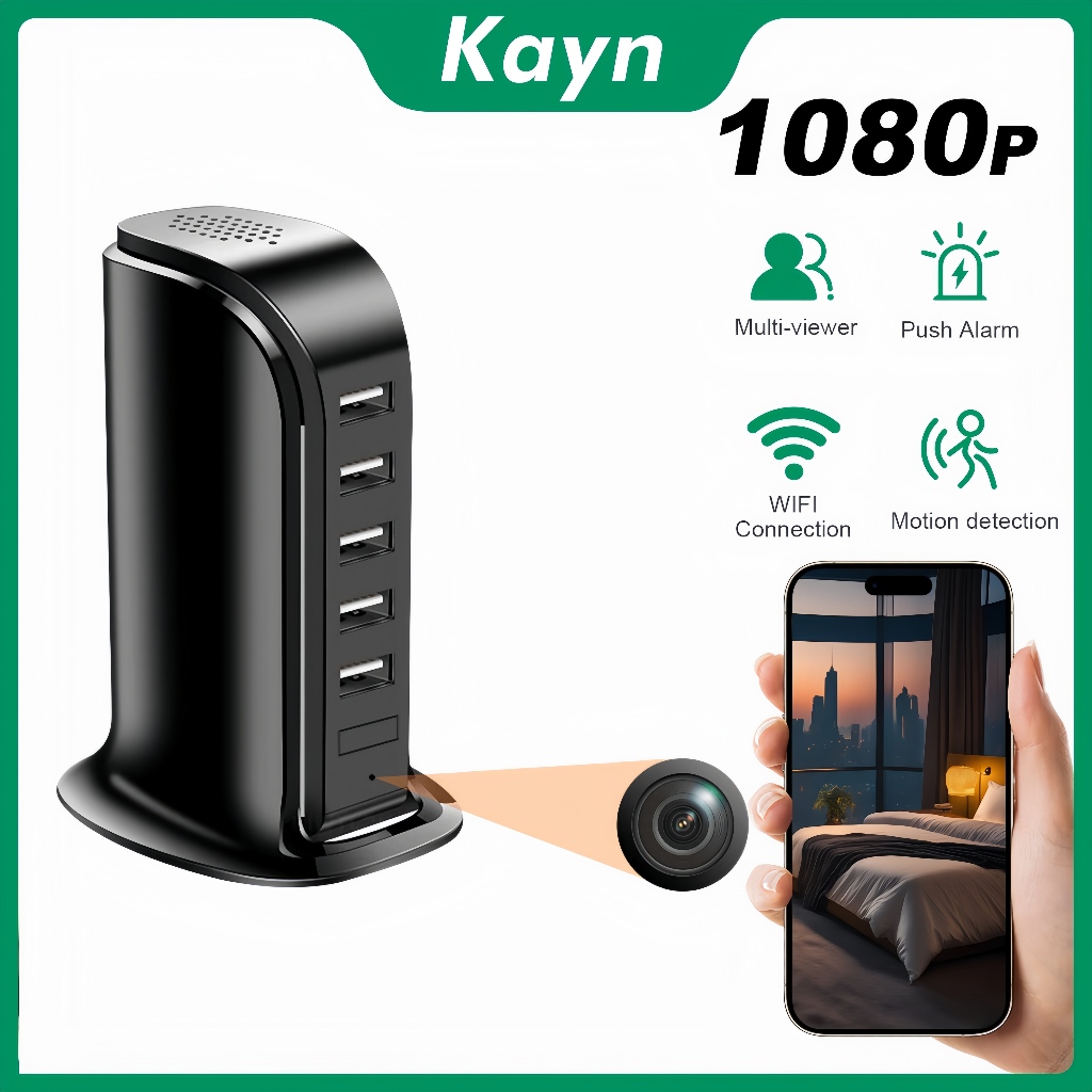 Kamera Tersembunyi Mini WiFi 1080P HD, Deteksi Gerakan, Pemantauan Tanpa WiFi, CCTV Rumah, Pemantaua