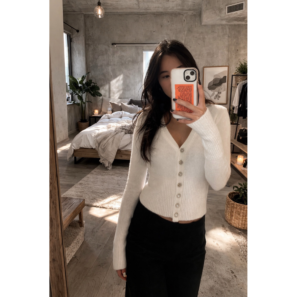 zara duma cardigan rajut izora rhinestone claude swarovski