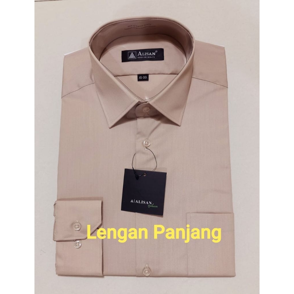 Kemeja Pria Alisan Slim fit Lengan Panjang coklat susu C1