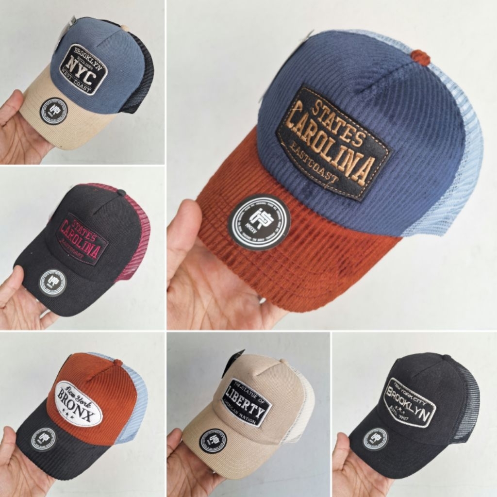 TRUCKER HAT CORDUROY VISOR PENDEK | TOPI VISOR PENDEK TRUCKER HAT | TOPI VIRAL