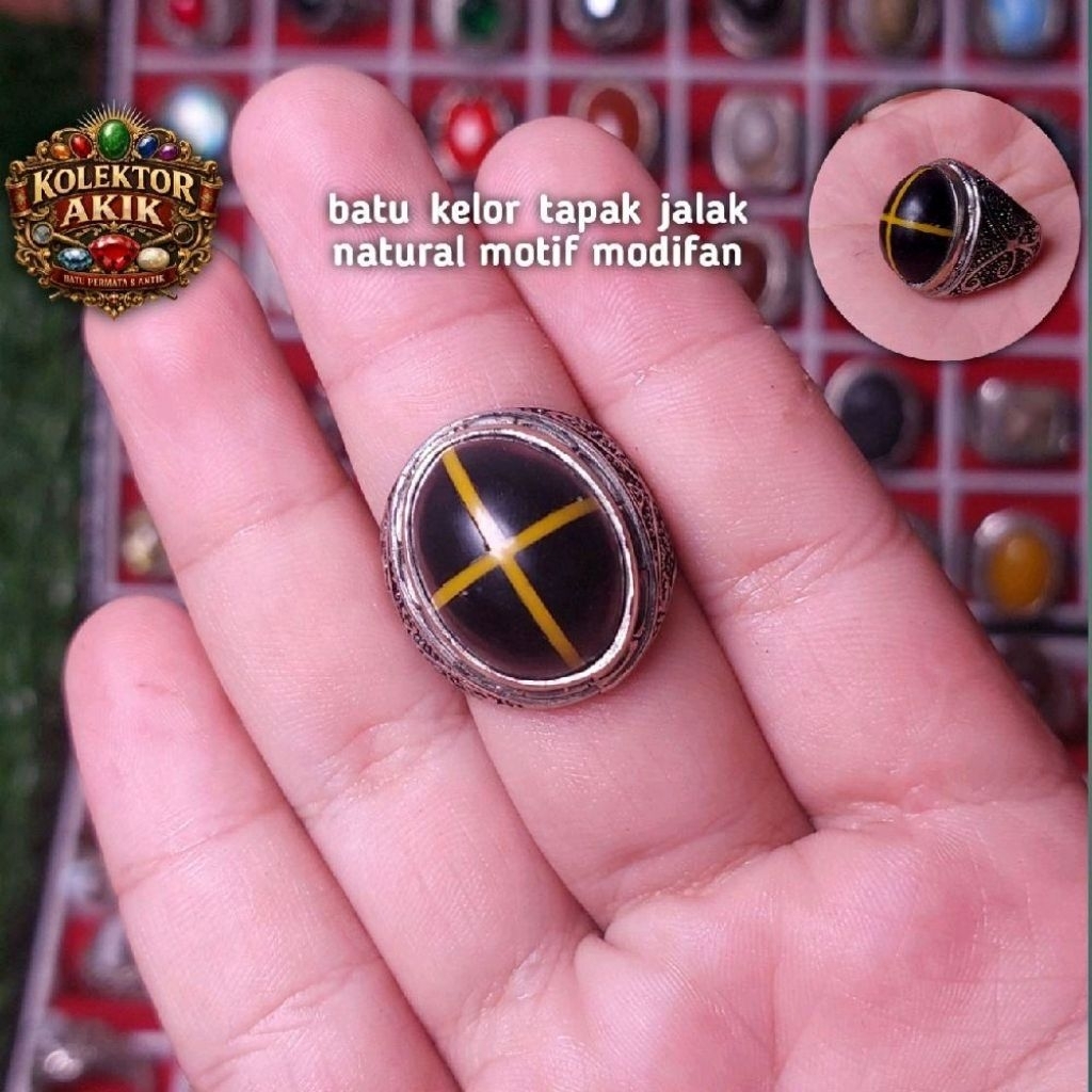 cincin kelor hitam tapak jalak serat emas natural alam kualitas terbaik koleksi batu akik