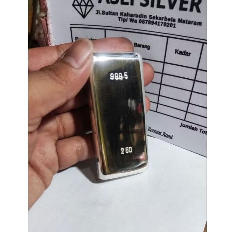 perak murni 999 batangan 250gr asli silver