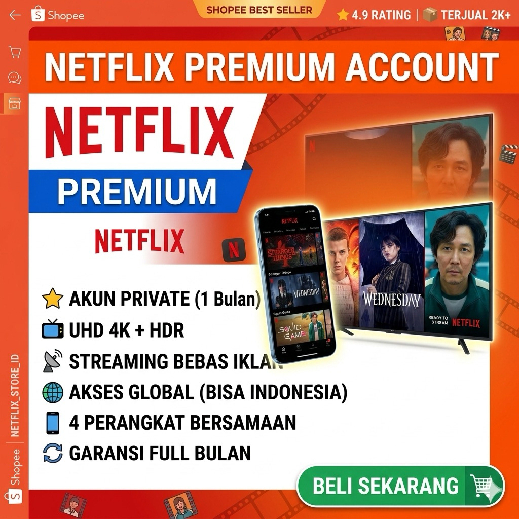 NETFLIX PREMIUM UHD 4K  [Akun Private / Sharing] - Garansi Full 30 Hari