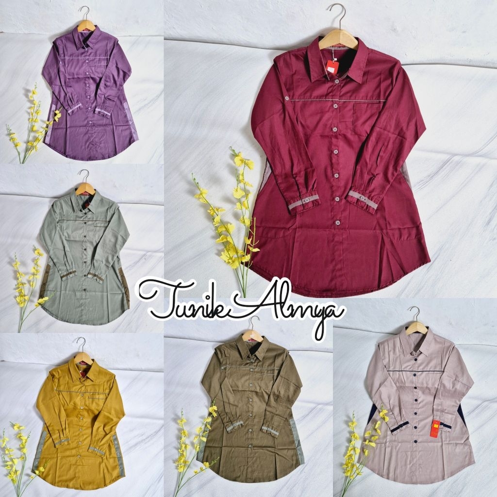 tunik al'mya /tunik hara /atasan santri polos baju santriwati kemeja santri putri terbaru/atasan alm