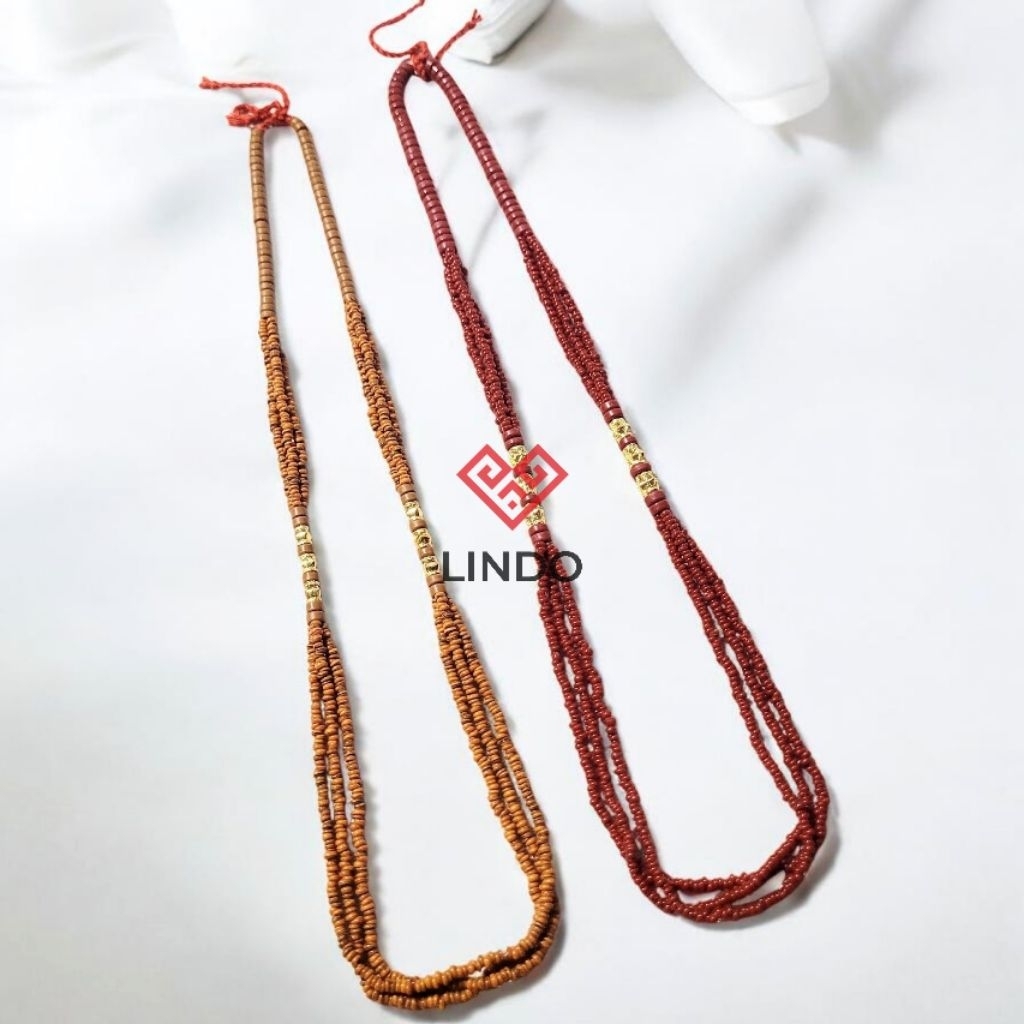 Kalung Manik Ata Susun Kuningan (Krom Emas) Toraja (DE1022810)