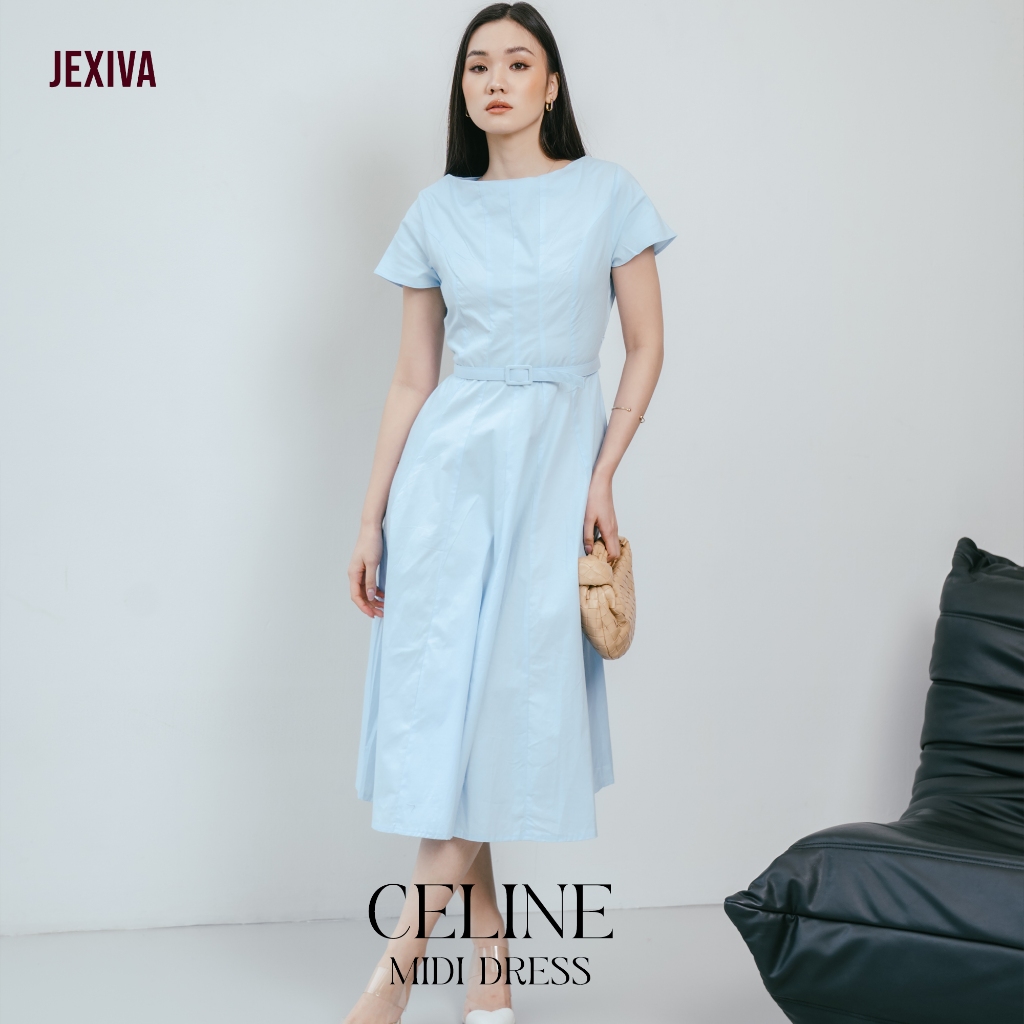 Jexiva - Celine Midi Dress - Dress Midi Wanita - Dress A-Line Elegan  All Size