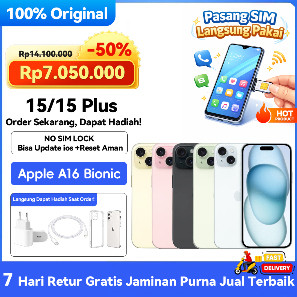 iPhone 15 / 15 Plus Second Inter Murah Bekas iP 15 Original 100% 128GB 256GB Fullset Mulus Like New
