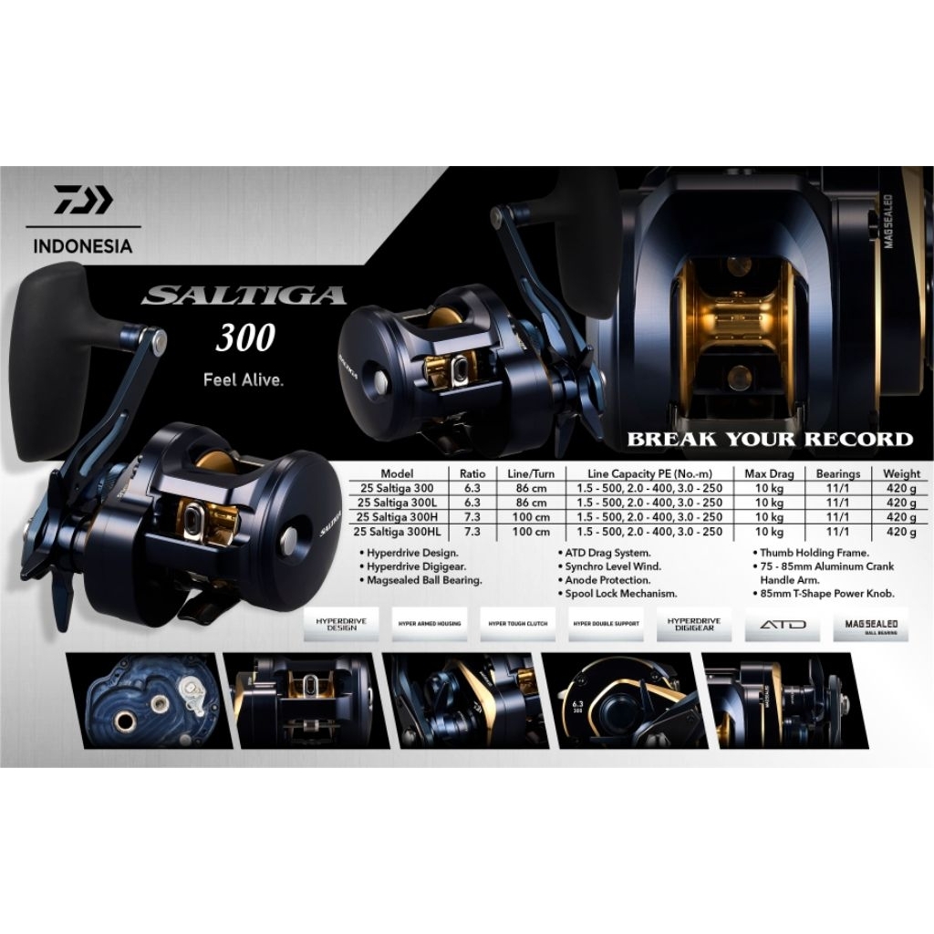 Reel Daiwa Saltiga 300HL 300L  | Reel Daiwa Saltiga OH | Reel Pancing Over Head Daiwa