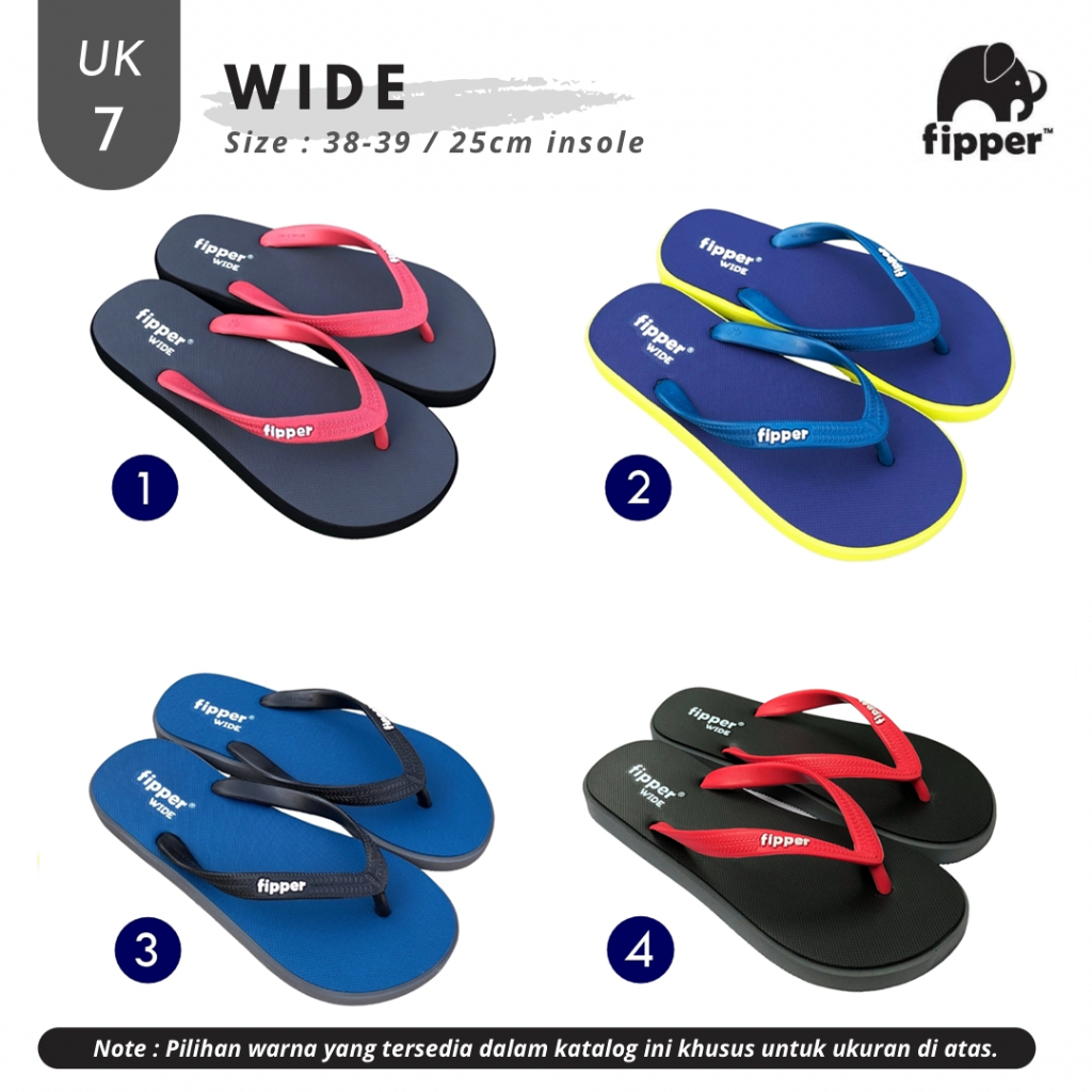 Fipper Wide Sandal Jepit Pria UK 7 (Size 38-39)