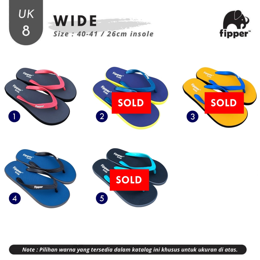 Fipper Wide Sandal Jepit Pria UK 8 (Size 40-41)