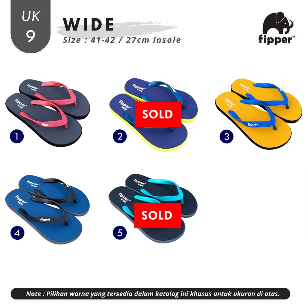 Fipper Wide Sandal Jepit Pria UK 9 (Size 41-42)