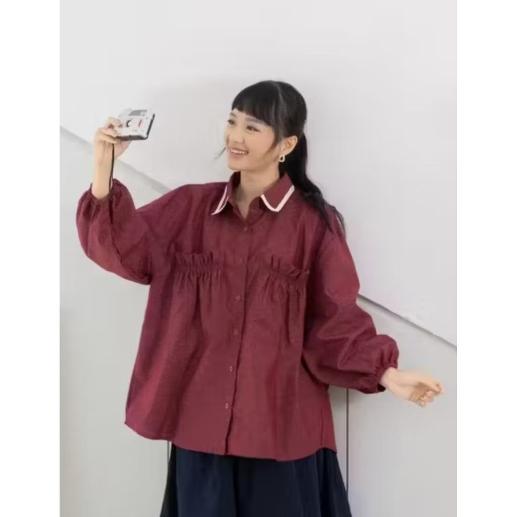 preloved Eclemix blouse maroon oversized jumbo