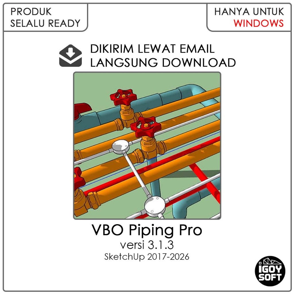 VBO Piping Pro Plugin SketchUp Extension Full Versi Permanen Tanpa Batas Penggunaan