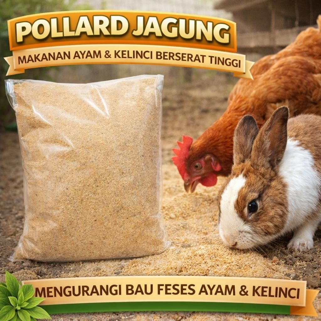 POLLARD JAGUNG 500 GR - Polar Jagung Dedak Jagung Makanan Kelinci Snack Kelinci Camilan Kelinci ANTI