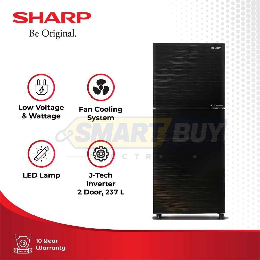 KULKAS SHARP 2 PINTU SJ-326XI-MK / SJ-326 INVERTER KACA HITAM