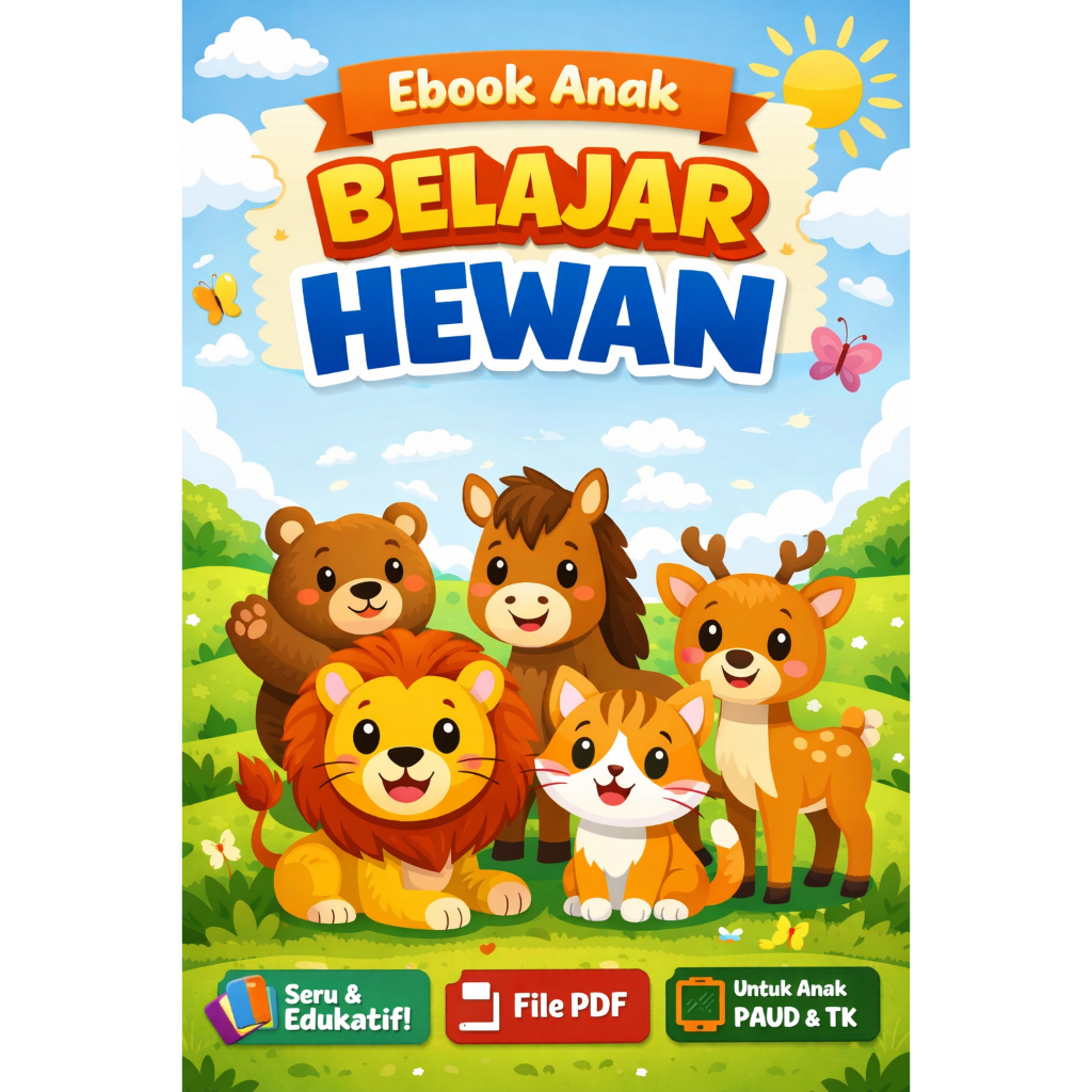 Ebook Mewarnai Anak PDF Hewan Lucu | Belajar & Aktivitas Anak TK PAUD