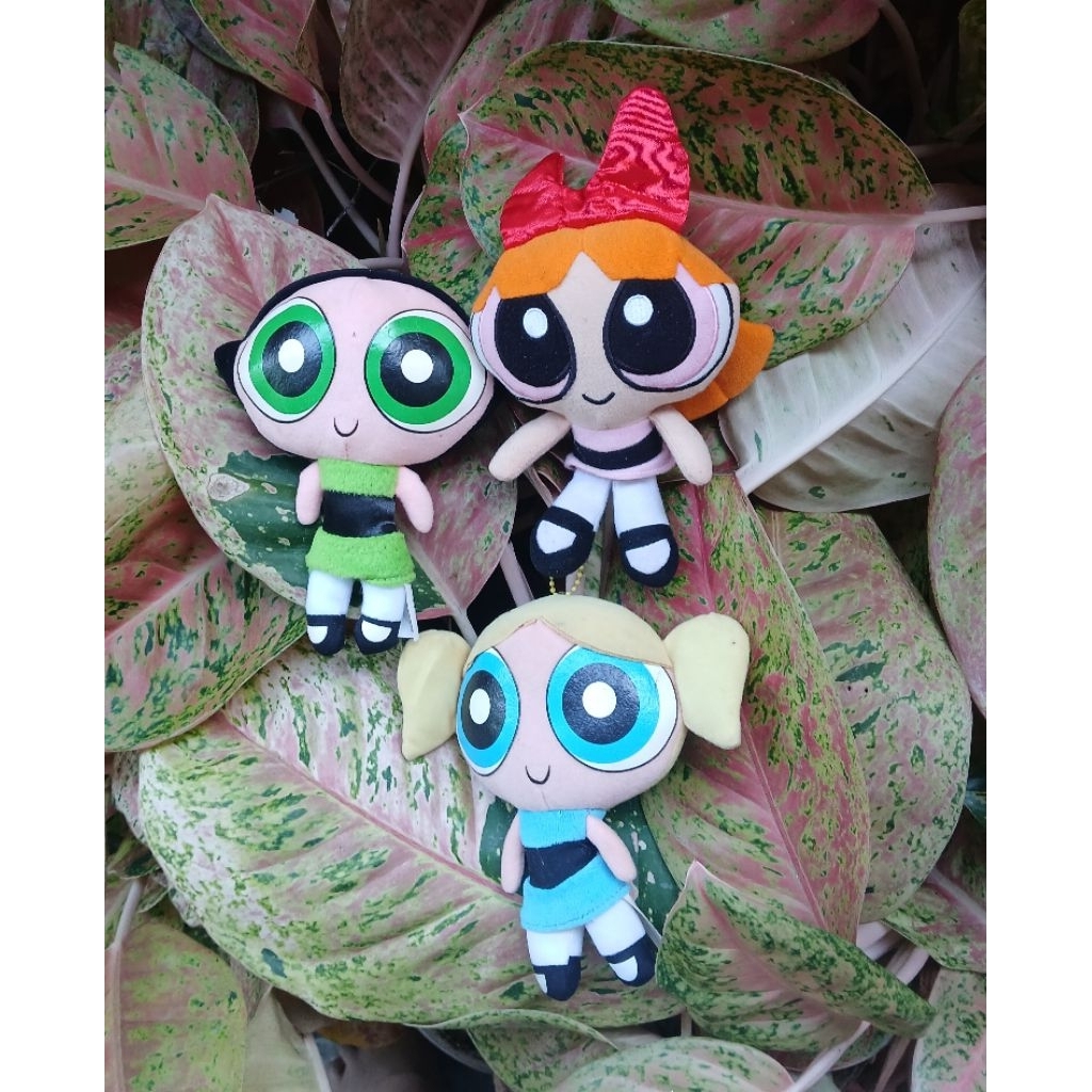 Boneka Power Puff Girl PPG / Gantungan Kunci PPG Pink Hijau Kuning Original