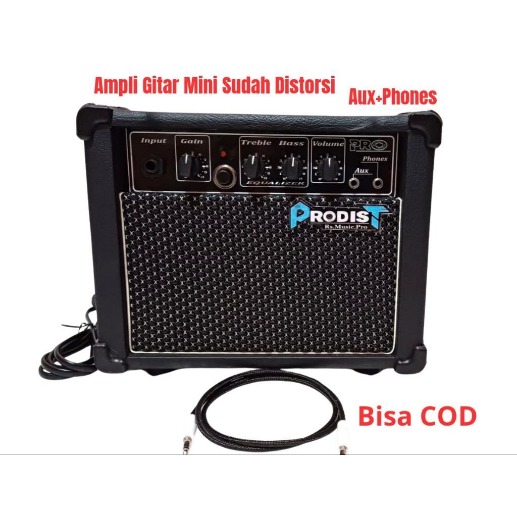 Ampli Gitar Listrik PRODIST-Ampli Gitar Mini 4Inch Sudah Distorsi Aux+Phones