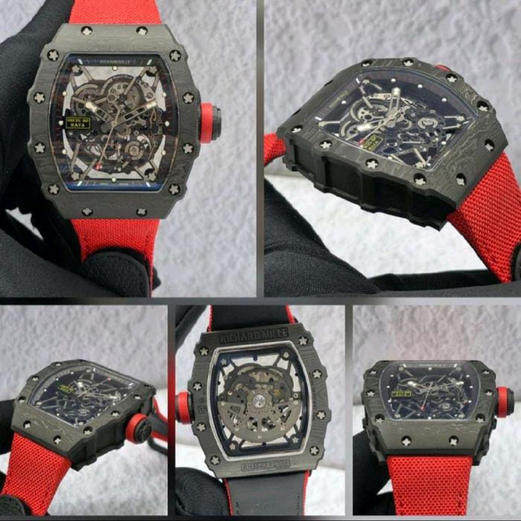 RM JAM TANGAN LUXURY AUTOMATIC RM35-02 CARBON RMF NYLON STRAP DI DESAIN DENGAN MEWAH DAN KEREN