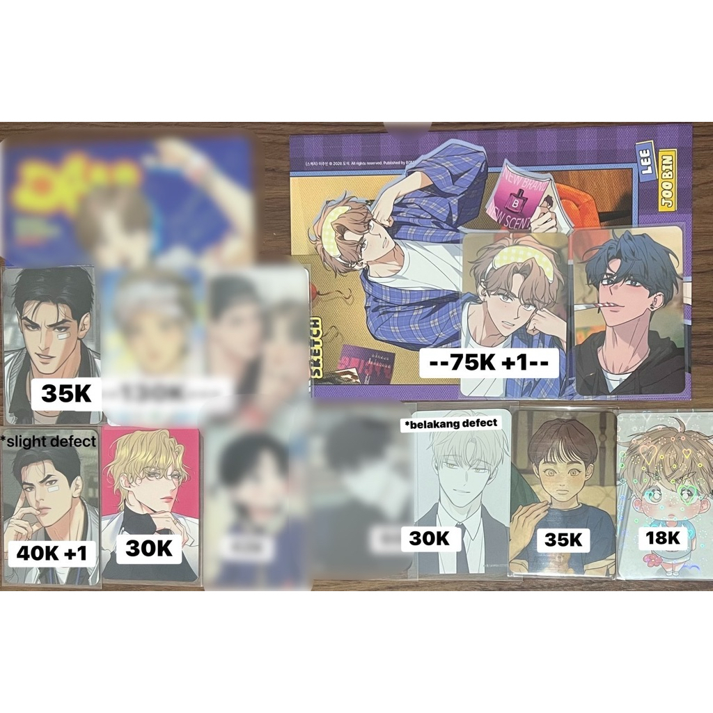 wts photocard sg26 lezhin bomtoon manhwa bl seasons greetings jinx,sketch, honey trouble, checkmate,